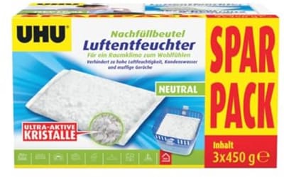 Luchtdroger navulzakken 3-pack, voorkomt vocht en muffe geuren - 450 g