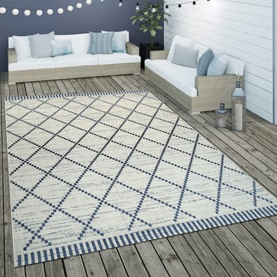 Paco Home Vloerkleed Van Platweefsel Voor Binnen En Buiten Geometrisch Strepen Ruitmotief In Wit 120x170 cm