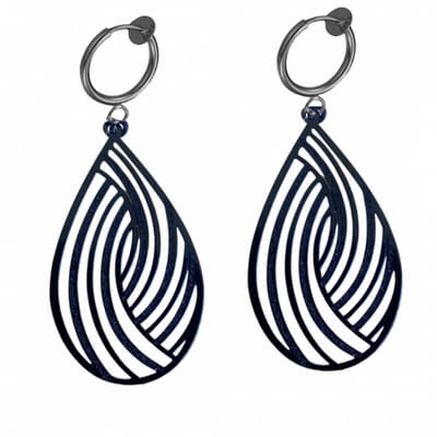 Klem oorbellen -zwart- filigraan- druppel-geen gaatje-Charme bijoux