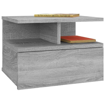 vidaXL - Nachtkastjes - 2 - st - zwevend - 40x31x27 - cm - bewerkt - hout - grijs - sonoma