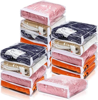 Opbergzakken met rits - Kledinghoezen - Kasten organiseren - Doorzichtig PVC - 16 stuks - Helder