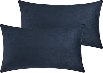 Decoratieve Kussenhoezen - Fluwelen Hoezen - Bank en Bed - Gladde Verborgen Rits - 30x50 cm - Middernacht Blauw