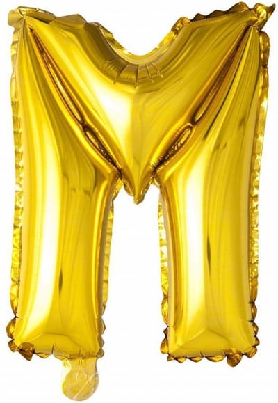 Folieballon Letter 'M' Goud Met Stokje
