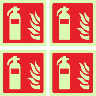 Brandblusser Borden - Veiligheid Stickers - Noodsituaties Signaleren - Zelfklevend Fotoluminescerend - 10x10 cm