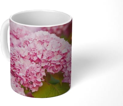 Mok - Koffiemok - Struik - Bloemen - Roze - Hortensia - Mokken - 350 ML - Beker - Koffiemokken - Theemok
