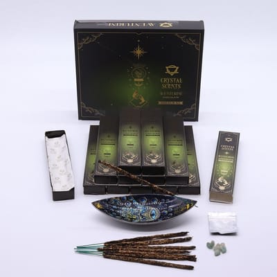 Crystal Scents Smudge Wierook Chocolade – 12 Doosjes – Inclusief Aventurijn Steen
