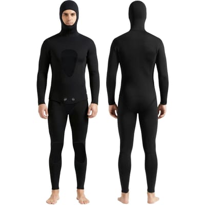 Heren 2-delige Wetsuit Set 3 mm Thermisch Neopreen Speervissen Met Capuchon Duikpak voor Surfen Zwemmen L