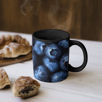 Magische Mok - Foto op Warmte Mokken - Koffiemok - Bessen - Blauw - Fruit - Magic Mok - Beker - 350 ML - Theemok