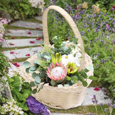 Bloemenmand Gevlochten - Bruiloft Mand - Bloemen Strooien - Handgemaakt Detail - 10x6cm - Natuurlijk