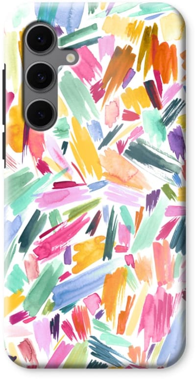 Case Company® - Hoesje geschikt voor Samsung Galaxy S24 FE hoesje - Watercolor Brushstrokes - Tough Case - Maximale Bescherming alle Kanten en Schermrand