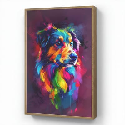 Wandlamp 60x90 cm - Oplaadbaar - Hond - Kleurrijk - Dier - Dierenhoofd - Wandlampen binnen woonkamer - Slaapkamer lamp - Decoratieve nachtlamp - Vloerlamp draadloos