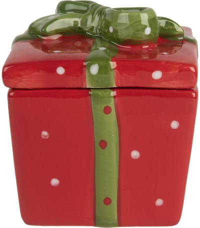 Clayre & Eef Voorraadpot Cadeau 9x9x11 cm Rood Keramiek