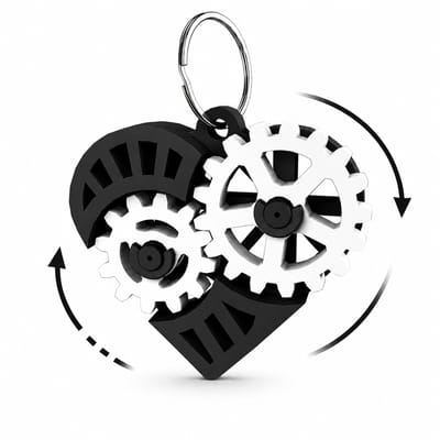 Hart Sleutelhanger met Bewegende Tandwielen – Fidget Toy voor Volwassenen en Kinderen – Cadeau voor Valentijnsdag, Verjaardag of Relatie – Anti Stress Gadget – Zwart