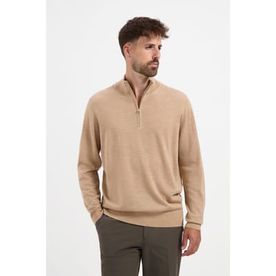 Merso Merino Zip Up 100% Merino Sahara Sand Talla: S | Jerséis cuello Alto Outlet | Hombre | Marrón