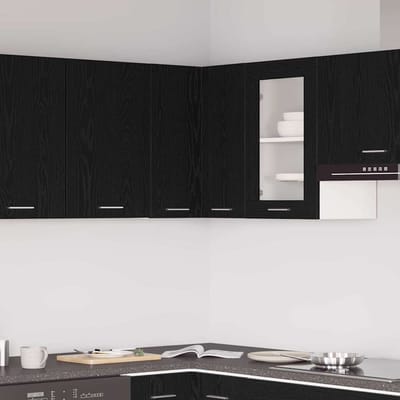 vidaXL - Hangkast - Lyon - Zwart - Eiken - 57 - x - 57 - x - 60 - cm - Bewerkt - hout