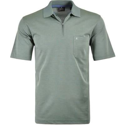 Ragman Uni Easy Care Zipper Poloshirt Pima Cotton Mix Rietgroen / male