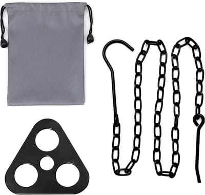Inovra Plus - Driepoot voor vuurschaal zwenkgrill, roestvrij staal, camping BBQ-accessoires, verstelbare kettingen.
