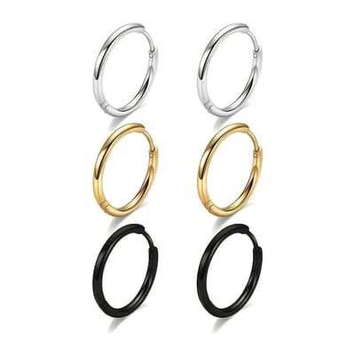 Aramat Jewels | Oorbellen | Stalen Oorringetjes met scharnier | 8mm / Zilverkleurig | |2,5mm | Staal | Kinderen, Volwassenen | Verkleurd niet
