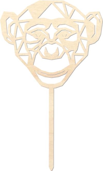 Houten caketopper / taarttopper - Aap - Taart / Cake topper op bestelling gemaakt