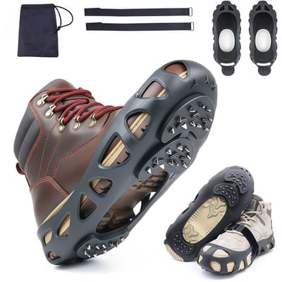 1 paar - Spikes voor schoenen - Stijgijzers voor laarzen en schoenen - Spikes - Antislip spikes - IJsklauwen - Antislip grip schoenen - Antislip schoenen - 30 stalen noppen - Sneeuw - IJs - Lopen - Ijsvissen - Wandelen - Sneeuwruimen -24.1X9.8CM - M