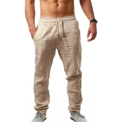 Zomer Broek - Heren - Lange Broek - Wit Beige - Fitness - Jogging - Maat M