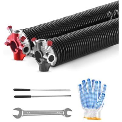 VEVOR Garagedeur Torsieveren (Φ 5,26 x Φ 50,8 x 618 mm) 16.000 cycli, zwart gecoat voor vervanging, garagedeurveren met antislip wikkelstangen, handschoenen en installatiesleutel