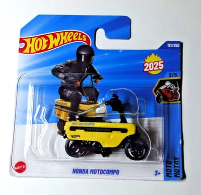 HOT WHEELS HONDA MOTOCOMPO BLACK YELLOW 181/250 HW MOTO MOTOS 3/5 SHORT CARD 2025
