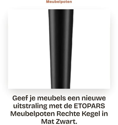 Dailygoods - Meubelpoten - Vervangingspoten - Set van 2 - Mat Zwart - 25 cm - Voor meubels - Hoogwaardige kwaliteit - Duurzaam