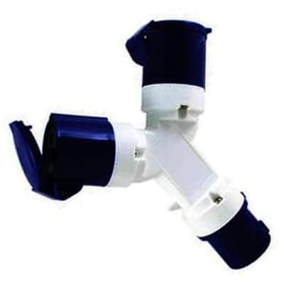 Industriële Adapter - Dubbele Stekker - Stroom Verdelen - IP44 Waterbestendig - 16A 250V - Wit Blauw