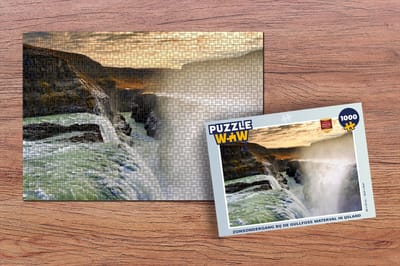 Puzzel Zonsondergang bij de Gullfoss waterval in IJsland - Legpuzzel - Puzzel 1000 stukjes volwassenen