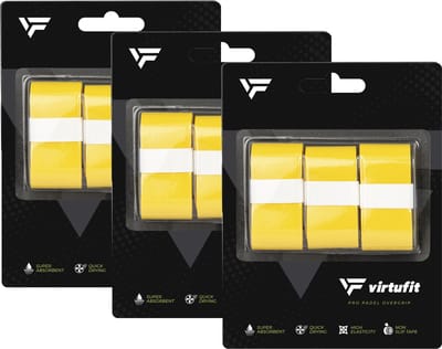 VirtuFit Pro Padel Overgrip - Geel - Set van 9 - Vochtabsorberend PU-materiaal