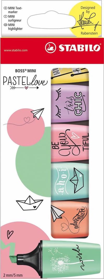 STABILO BOSS MINI - Markeerstift - Pastellove Edition - Etui Met 6 Kleuren