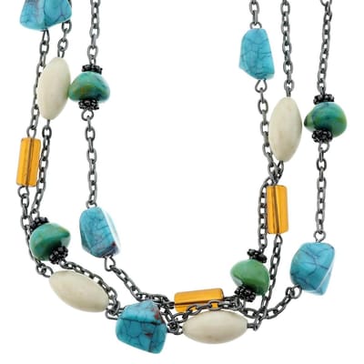 Behave - Ketting met turquoise en bruine kralen - Modeaccessoire voor boho-chic looks