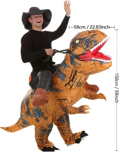 Bovista Dino Pak - Kostuum - Opblaasbaar - Dinosaurus - Opblaas - Halloween - Carnavalskleding - Heren - Dames - Volwassenen - (150-190cm)