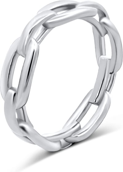 CO88 Collection 8CR-10043-50 Stalen Ring - Dames - Schakel - 5,6 mm Breed - 3,6 mm Dik - Maat 50 - Staal - Zilverkleurig