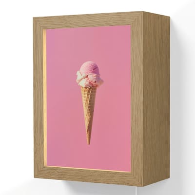 Wandlamp 15x20 cm - Oplaadbaar - Hoorntje - Schepijs - Roze - Wandlampen binnen woonkamer - Slaapkamer lamp met kabel - Decoratieve nachtlamp - Vloerlamp snoer