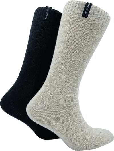 The Sockmaker sokken heren 41-46 - 2-pack Wool Boot - duurzaam - Argyle - Beige and Black