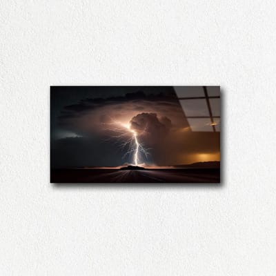 Indoorart - Glasschilderij bliksem 60x40 CM - Afbeelding op plexiglas - Inclusief montagemateriaal