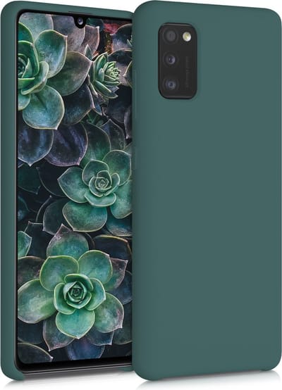 kwmobile telefoonhoesje geschikt voor Samsung Galaxy A41 - Hoesje met siliconen coating - Smartphone case in mosgroen