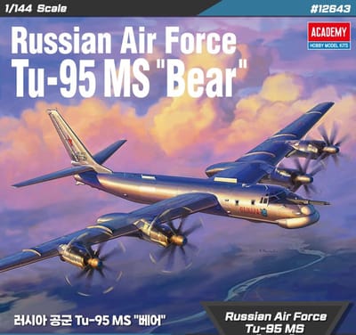 Academy Modelbouwpakket Vliegtuigen - 12643 Tupolev Tu-95MS Bear - Russisch Propellervliegtuig Plastic - 1:144 - Modelbouw