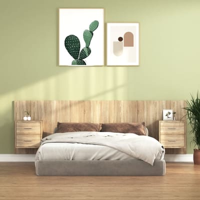vidaXL - Hoofdbord - met - kastjes - bewerkt - hout - sonoma - eikenkleurig