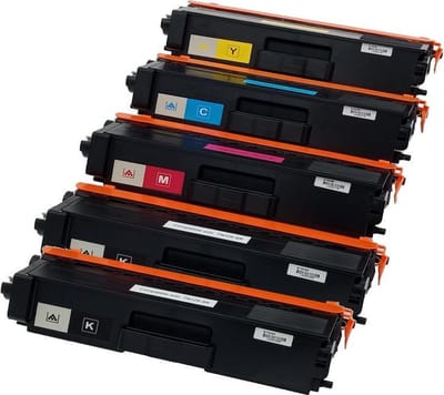 KATRIZ® Huismerk Toner – TN326/TN325 Multipack- 2xZwart + 1xCyaan+ 1xMagenta+ 1xGeel |5 stuks | Geschikt voor Brother printer DCP L8400 CDN/DCP L8450 CDW/HL L8250 CDN/HL L8350 CDN/HL L8350 CDW/HL L8350 CDWT/MFC L8650 CDW/MFC L8850 CDW