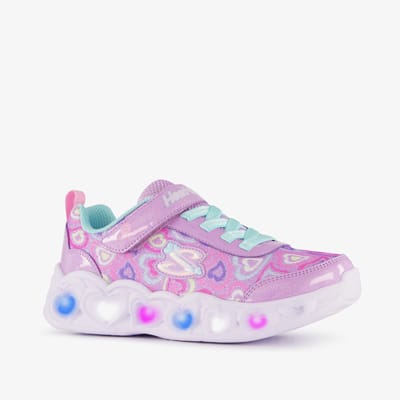 Skechers Heart Lights meisjes sneakers met lichtjes in pastelkleuren - Roze - Uitneembare zool
