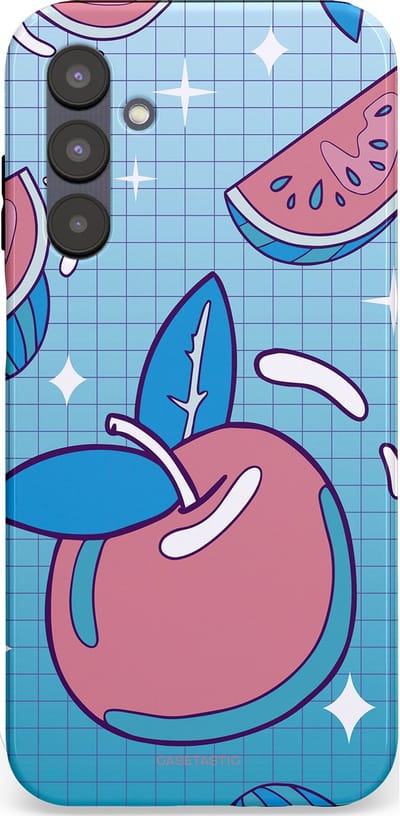 Casetastic Hoesje Geschikt voor Samsung A25 - Stijlvolle Beschermende Duo-layer Case - Fruitige appel ruitjes