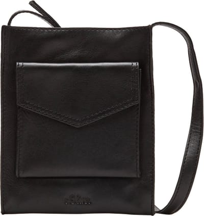 s.Oliver Leren Schoudertas Telefoontasje Mini Crossbody Bag Grey / Black Zwart