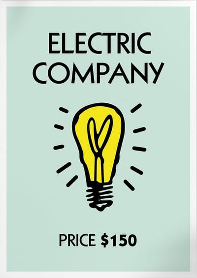 Electric Company (Monopoly) | Poster | A3: 30 x 40 cm