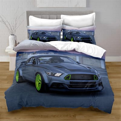 Hometextiel Beddengoed met Print Mustang Auto Dekbedovertrek & Kussensloop 2/3 STUKS US/AE/EU Volledige Maat Queen Beddengoedset 140x200cm 3pcs