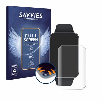 Savvies - Screenprotector voor Xiaomi Smart Band 7 Pro - Folie Beschermfolie transparant volledig dekking 4 Stuks