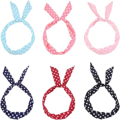 Schattige 6-delige Haarbanden met Polkadots en Strik - Multicolor, Antislip, Retro Oorontwerpen voor Meisjes en Vrouwen
