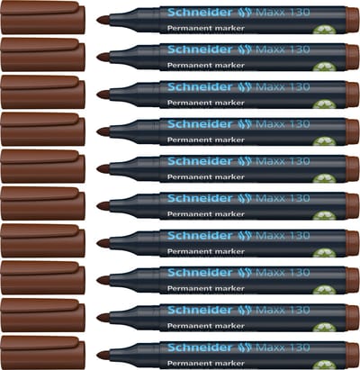Schneider permanent marker - Maxx 130 - ronde punt - bruin - lijnbreedte 1-3 mm - 10 stuks - S-113007-10